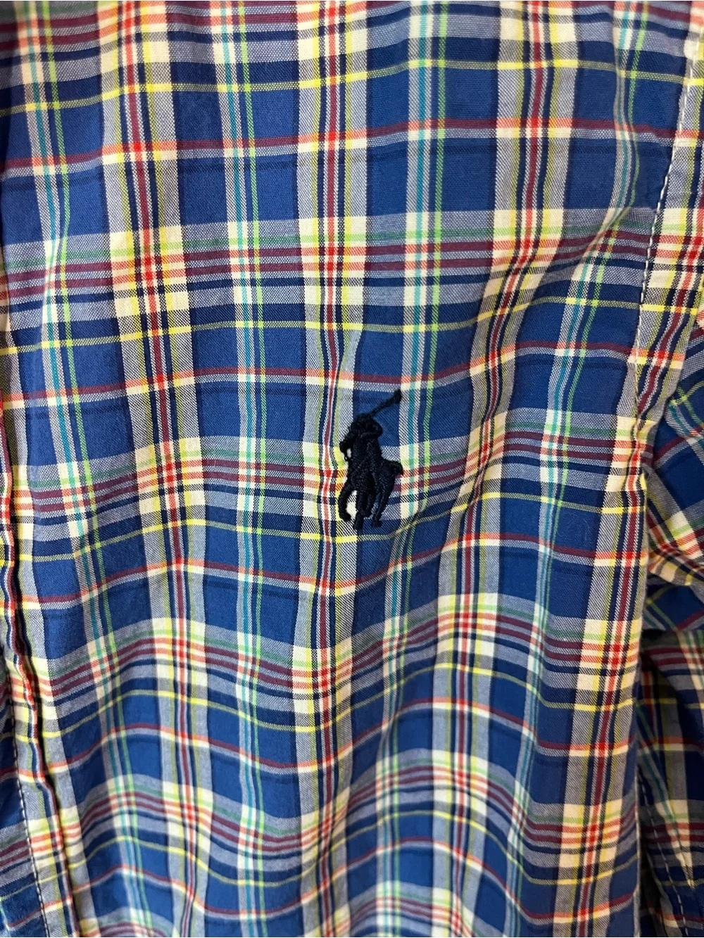 Ralph Lauren Boys Size 8 Blue Plaid Cotton Button Down Shirt Preppy Fall classic